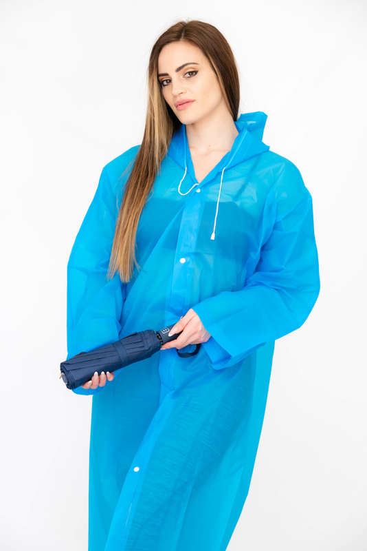 Senza® Unisex Lightweight Button-Down Hooded Raincoat