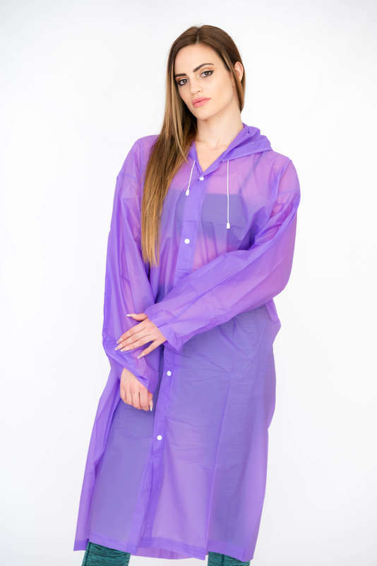 Senza® Unisex Lightweight Button-Down Hooded Raincoat