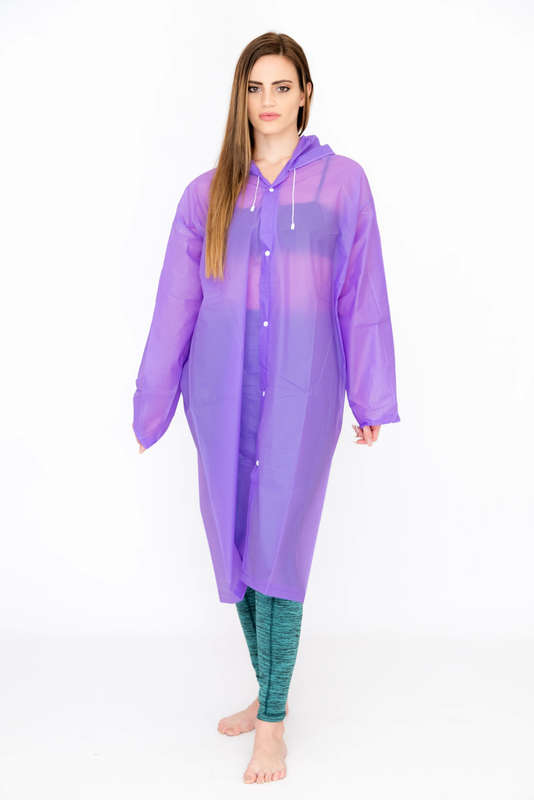 Senza® Unisex Lightweight Button-Down Hooded Raincoat