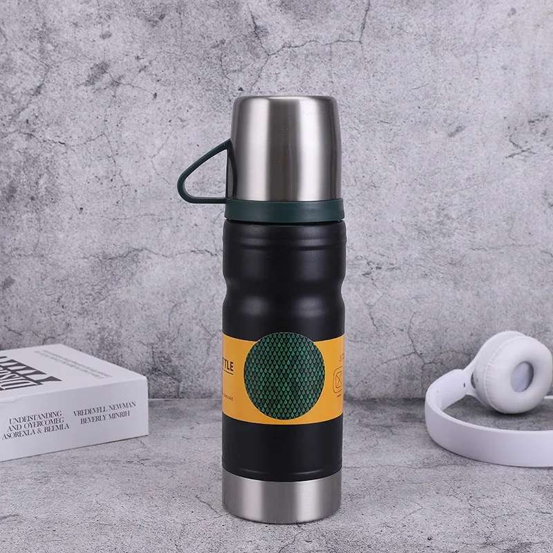 4 Piece Vacuum Thermos Insulated Stainless Steel Flask &amp; Cup Gift Set 750ml