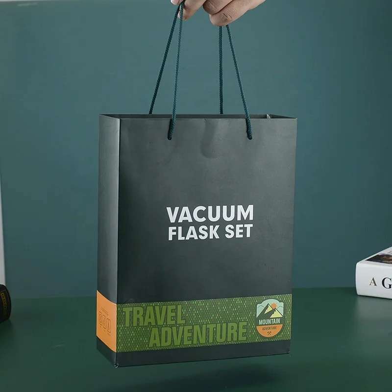 4 Piece Vacuum Thermos Insulated Stainless Steel Flask &amp; Cup Gift Set 750ml