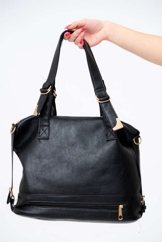 Ladies Hobo Tote Bag PU Leather Multi Zip Detail Shoulder Bag