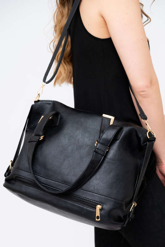 Ladies Hobo Tote Bag PU Leather Multi Zip Detail Shoulder Bag