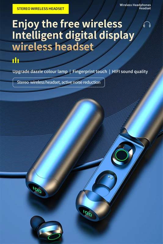 TWS Bluetooth Earbuds Wireless Stereo Bass in-Ear Headphone Telescopic Mini Dock
