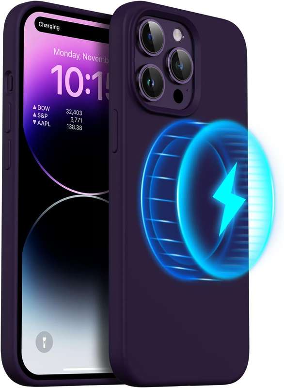 Magnetic Silicone iPhone Case MagSafe-Compatible Back Cover for Apple iPhone 13 Pro Max