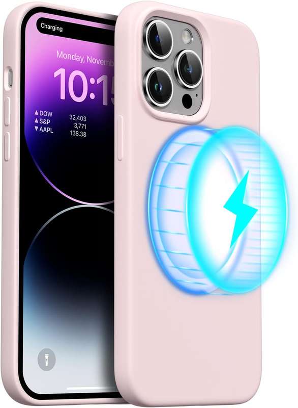 Magnetic Silicone iPhone Case MagSafe-Compatible Back Cover for Apple iPhone 13 Pro Max