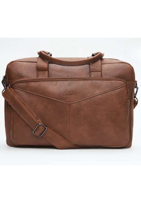 Camel Mountain Leather Luxury Laptop Bag