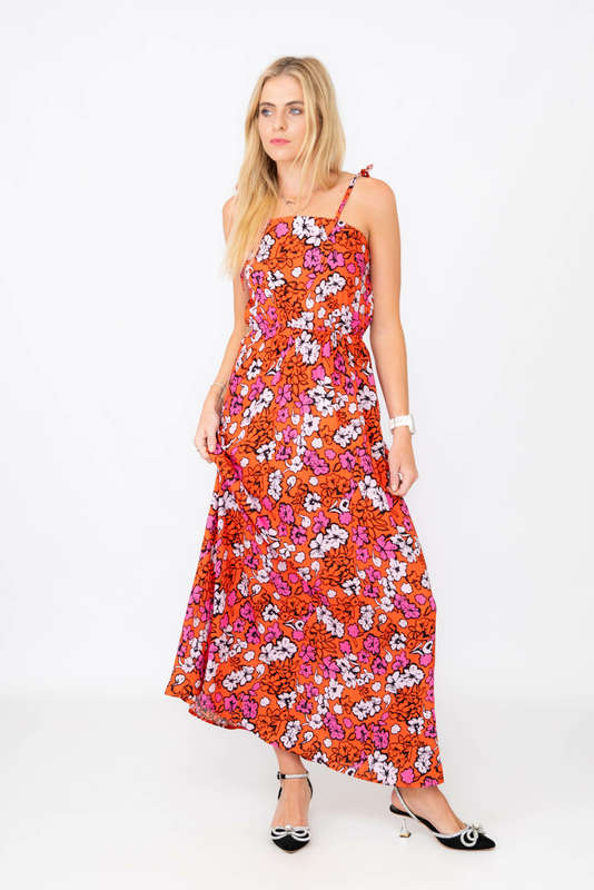 Elsa Floral Printed Strappy Maxi Summer Dress