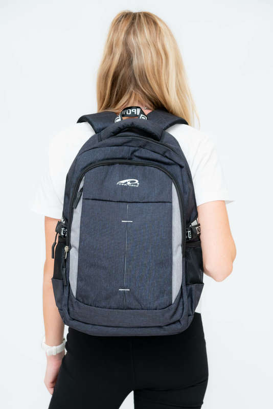 Powerland Large School Backpack or Laptop Bag Grey &amp; Free Water Bottle