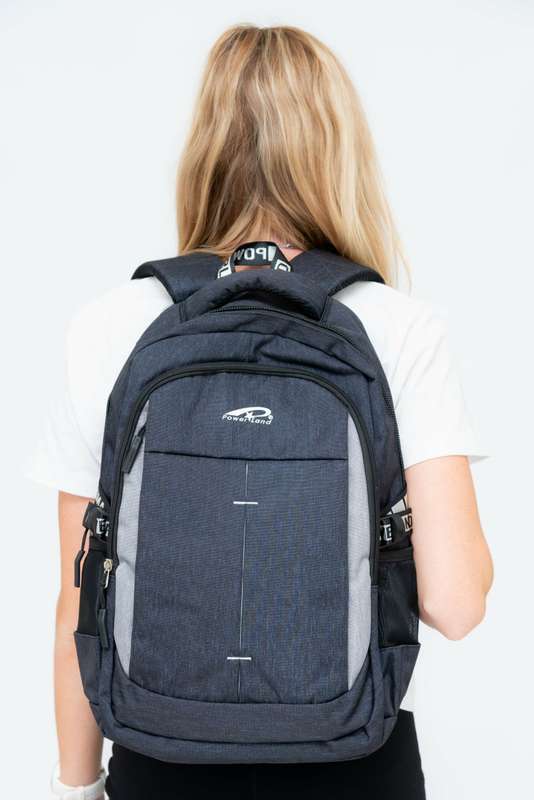 Powerland Large School Backpack or Laptop Bag Grey &amp; Free Water Bottle