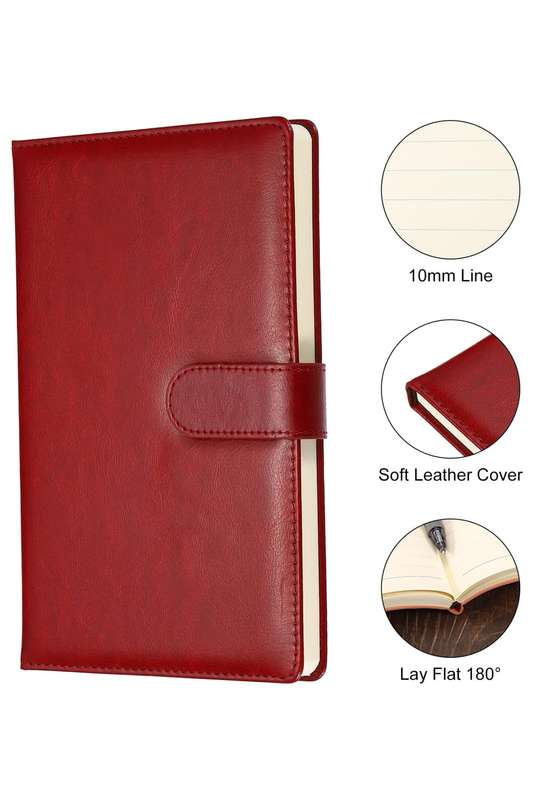 Premium Leather Soft Cover Thick Lined Paper Journal Notebooks with Magnetic Buckle for Business ...