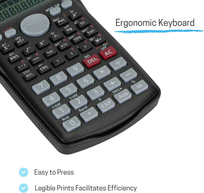 Scientific Calculator 2-Line Display Digital LCD KK-82MS-D Incl Battery