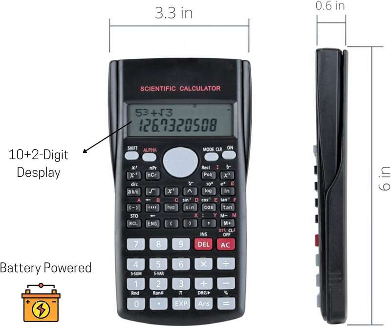 Scientific Calculator 2-Line Display Digital LCD KK-82MS-D Incl Battery
