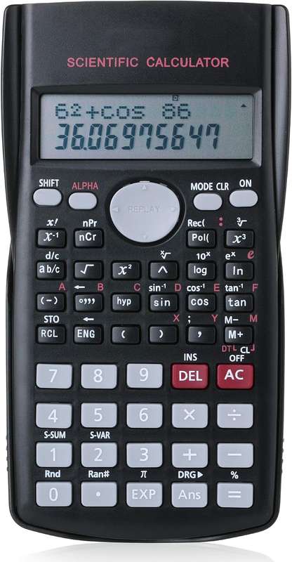 Scientific Calculator 2-Line Display Digital LCD KK-82MS-D Incl Battery