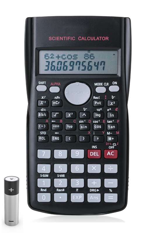 Scientific Calculator 2-Line Display Digital LCD KK-82MS-D Incl Battery