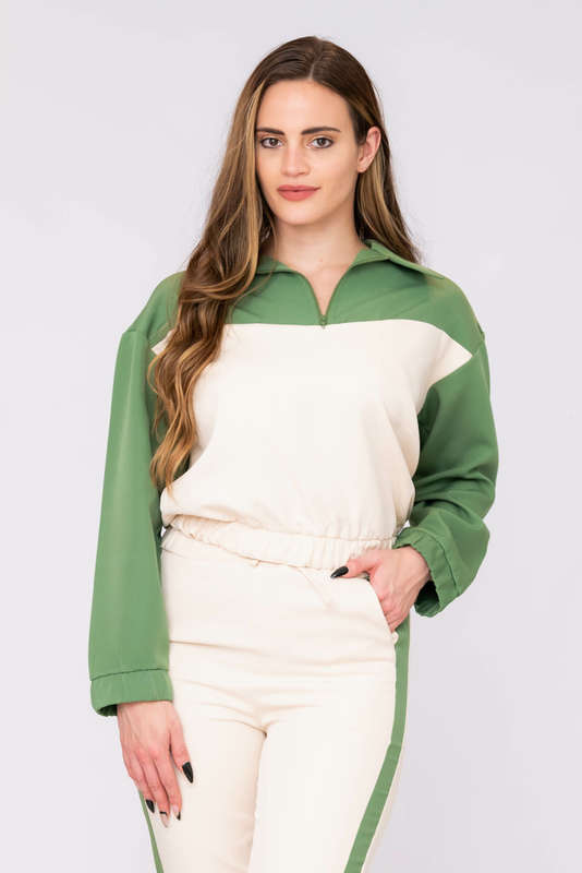 Chic Flick Colour-Bloc Lightweight Tracksuit Sweatsuit Set with Pockets
