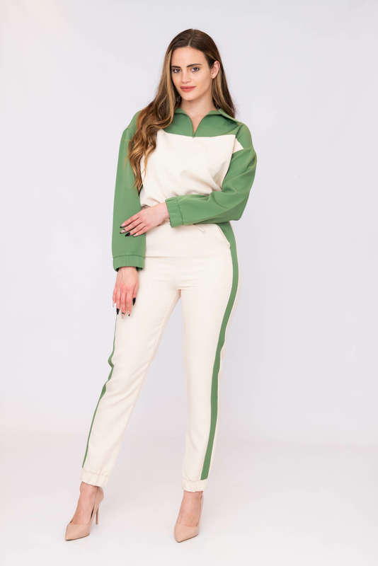 Chic Flick Colour-Bloc Lightweight Tracksuit Sweatsuit Set with Pockets