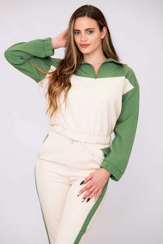 Chic Flick Colour-Bloc Lightweight Tracksuit Sweatsuit Set with Pockets