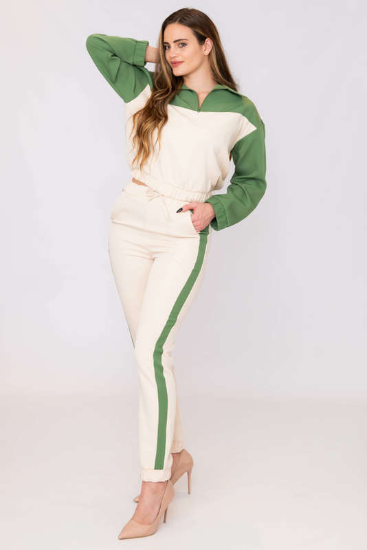Chic Flick Colour-Bloc Lightweight Tracksuit Sweatsuit Set with Pockets