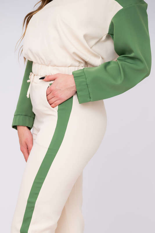 Chic Flick Colour-Bloc Lightweight Tracksuit Sweatsuit Set with Pockets