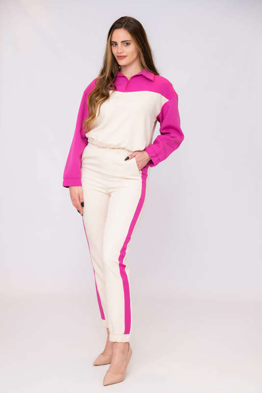Chic Flick Colour-Bloc Lightweight Tracksuit Sweatsuit Set with Pockets