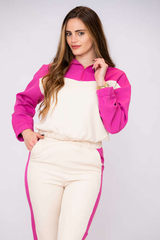 Chic Flick Colour-Bloc Lightweight Tracksuit Sweatsuit Set with Pockets