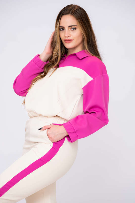 Chic Flick Colour-Bloc Lightweight Tracksuit Sweatsuit Set with Pockets