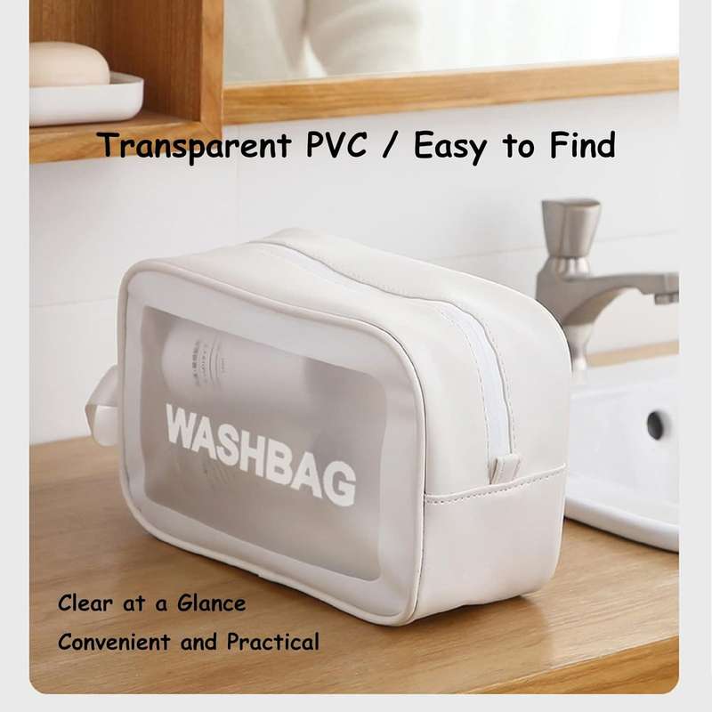 Senza Waterproof Transparent Travel Toiletry Bags White