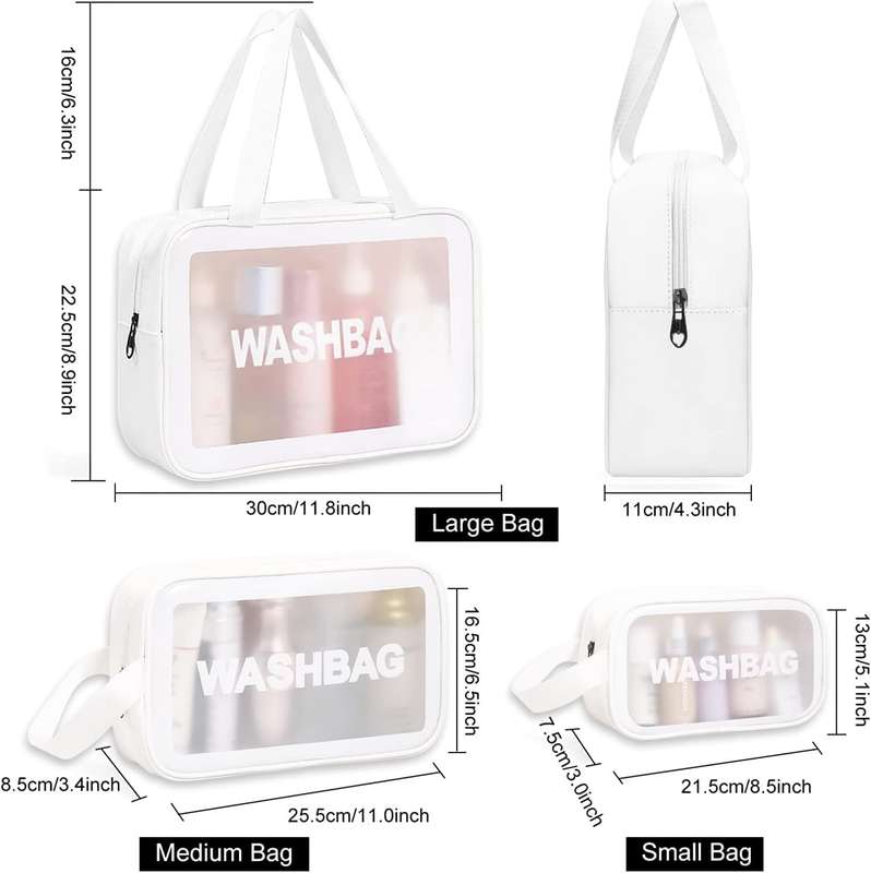 Senza Waterproof Transparent Travel Toiletry Bags White