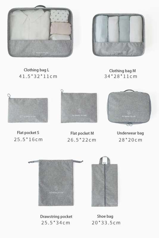 Senza 7 Piece Travel Packing Cubes Luggage Organizer Set