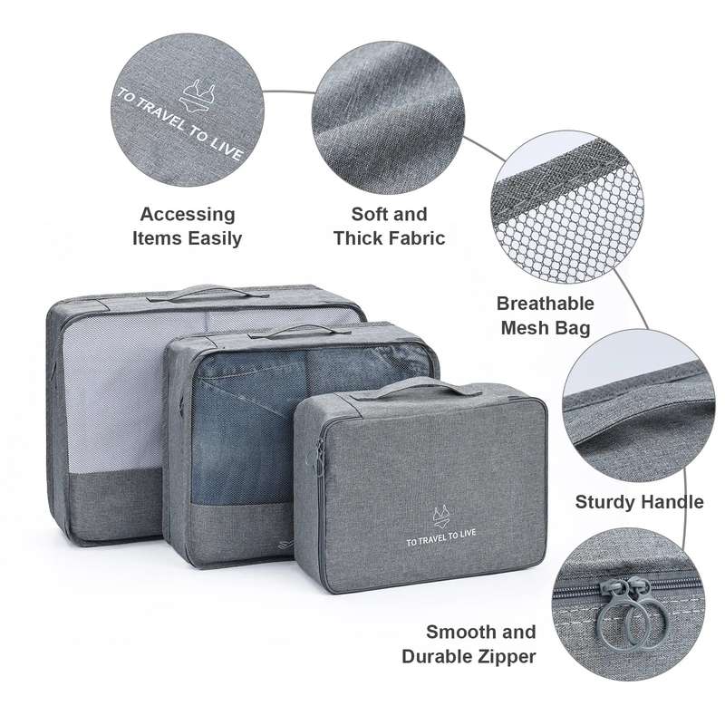 Senza 7 Piece Travel Packing Cubes Luggage Organizer Set
