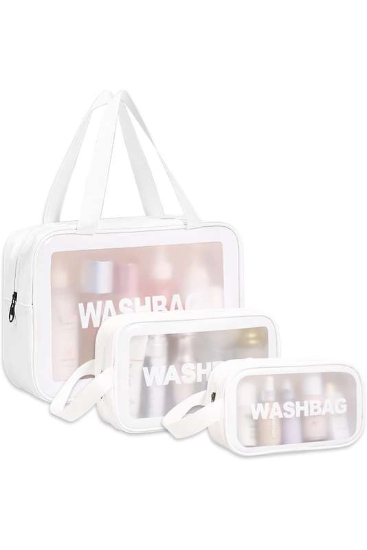 Senza Waterproof Transparent Travel Toiletry Bags White