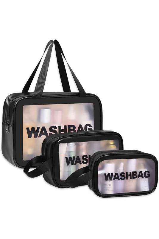 Senza Waterproof Transparent Travel Toiletry Bags Black