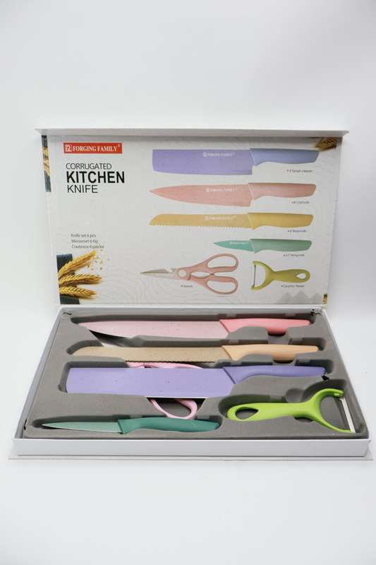 6 Piece Stainless Steel Kitchen Knives  Set With Gift Case Colour