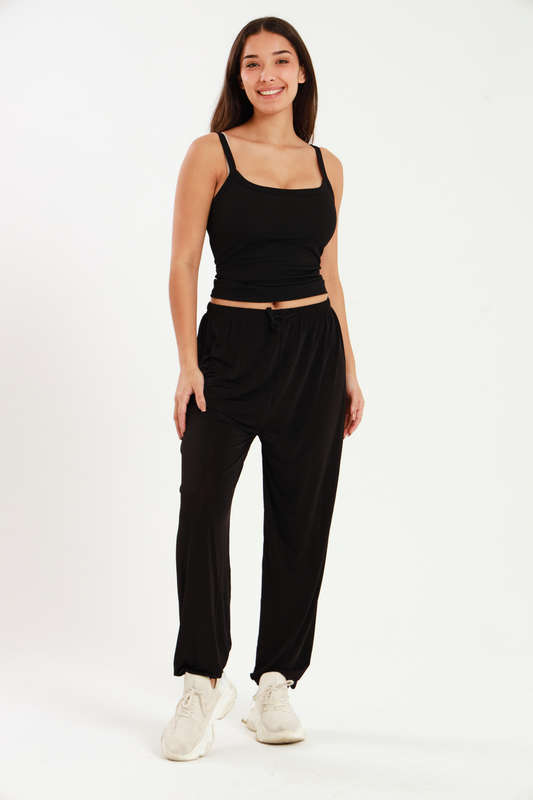 Senza Casual Black Harem Wide Leg Everyday Pants