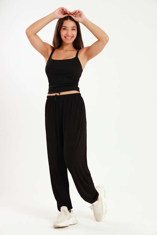 Senza Casual Black Harem Wide Leg Everyday Pants