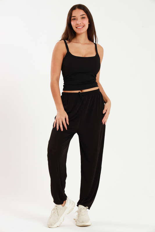 Senza Casual Black Harem Wide Leg Everyday Pants