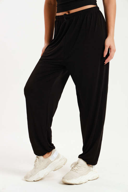 Senza Casual Black Harem Wide Leg Everyday Pants