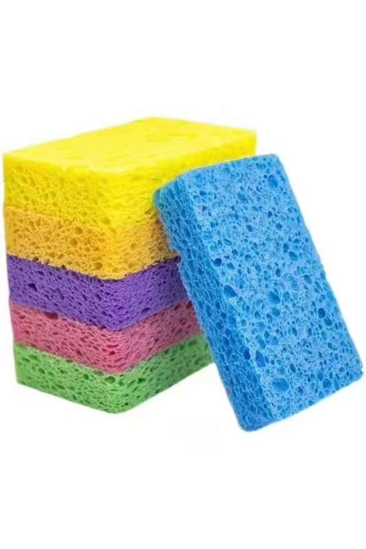 Natural Wood Pulp Cellulose Dish Washing Sponge Scourer For Kitchen - Pack Of 6