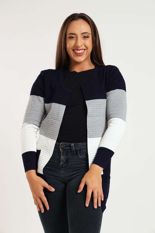Kori Striped Long Sleeve Cardigan Jersey