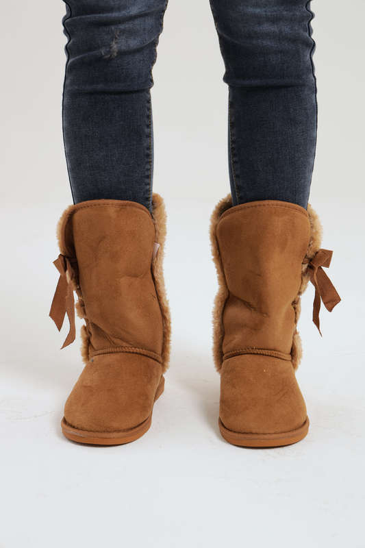 Ladies Flat Mid Calf Fur Lined Winter Boots