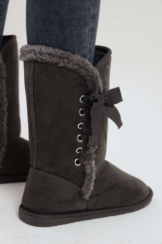 Ladies Flat Mid Calf Fur Lined Winter Boots