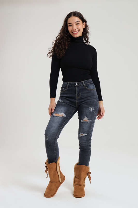 Ladies Flat Mid Calf Fur Lined Winter Boots