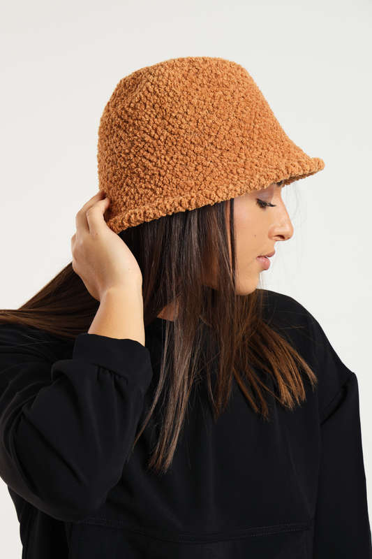 Ladies Panama Winter Fluffy Fur Knitted Bucket Hat