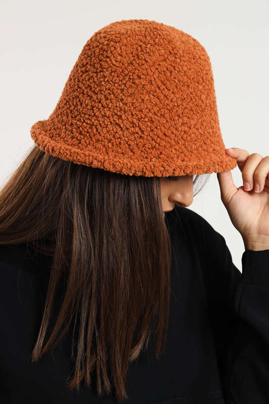 Ladies Panama Winter Fluffy Fur Knitted Bucket Hat