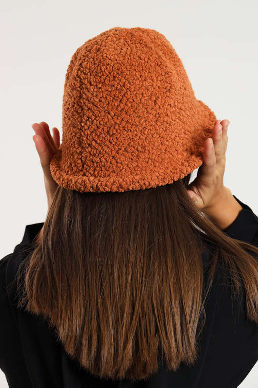 Ladies Panama Winter Fluffy Fur Knitted Bucket Hat