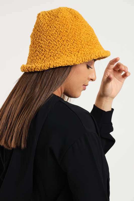 Ladies Panama Winter Fluffy Fur Knitted Bucket Hat