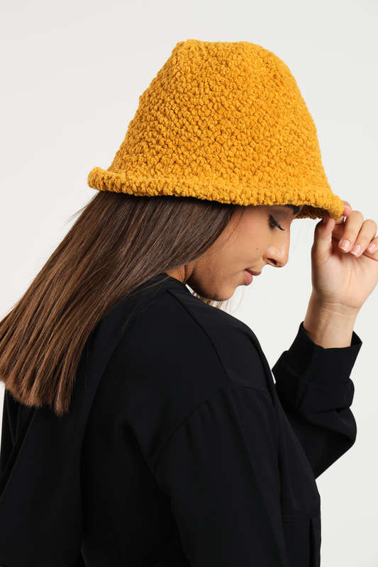 Ladies Panama Winter Fluffy Fur Knitted Bucket Hat