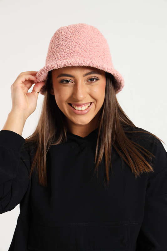 Ladies Panama Winter Fluffy Fur Knitted Bucket Hat
