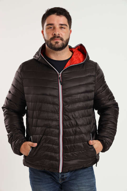 Mens Hooded Puffer Jacket With Easy Carry Bag
